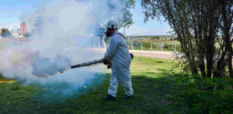 Trabajos de fumigación en la ciudad