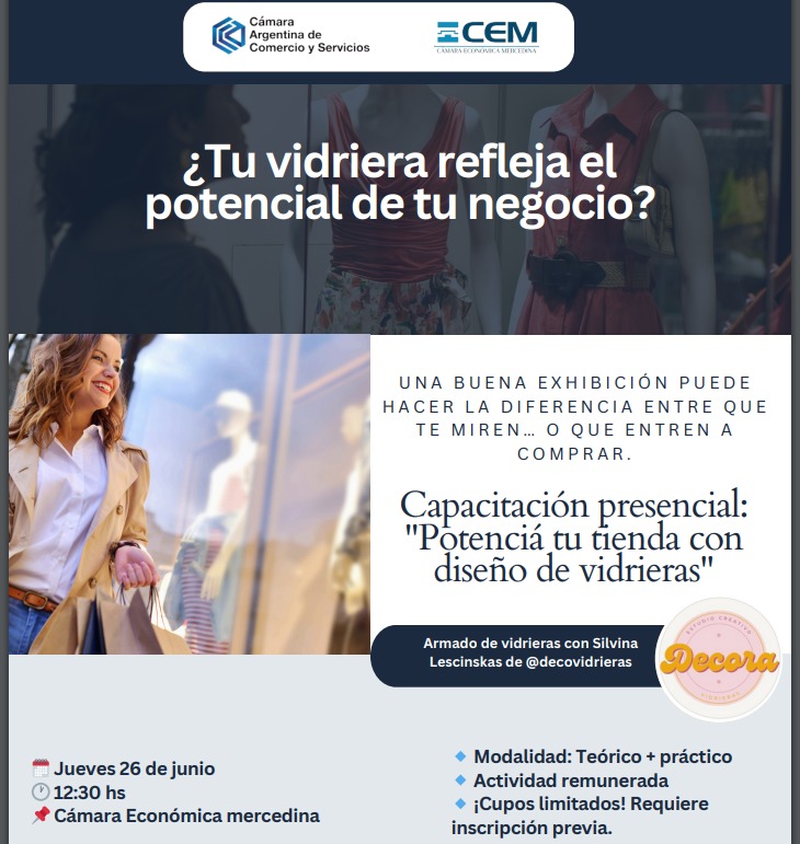 Capacitación en Mercedes: cómo potenciar tu tienda con diseño de vidrieras