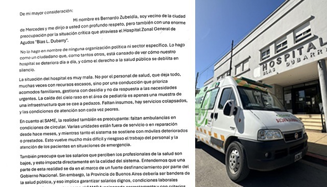 Bernardo Zubeldía presentó en La Plata una carta al ministro Kreplak por la crítica situación del Hospital Dubarry
