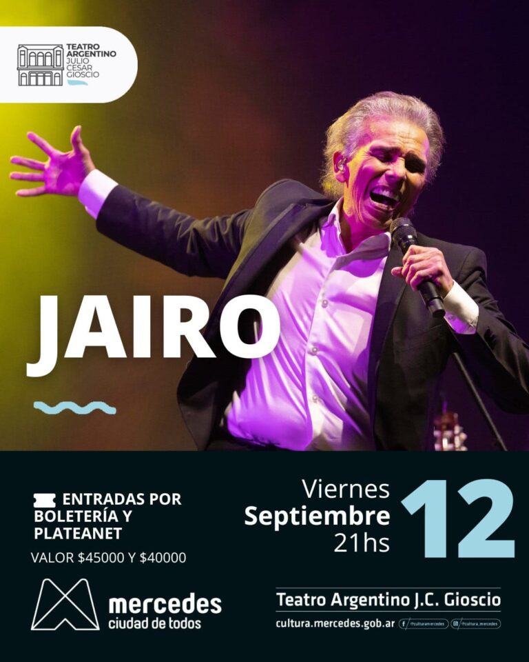 Jairo regresa a Mercedes este viernes en el teatro Argentino